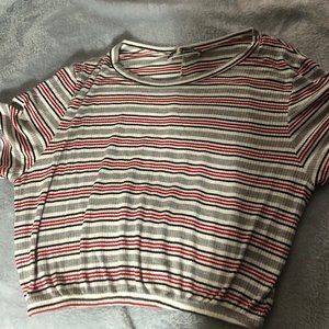 Blue Blush Girl's Sz M Striped Short Sleeve Top